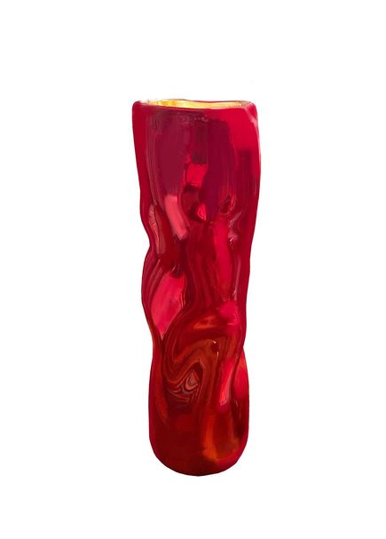 Tall Wavy Kırmızı Cam Vazo