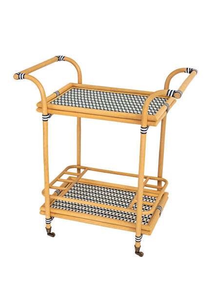 Java Blue Rattan Synthetic Serving Trolley