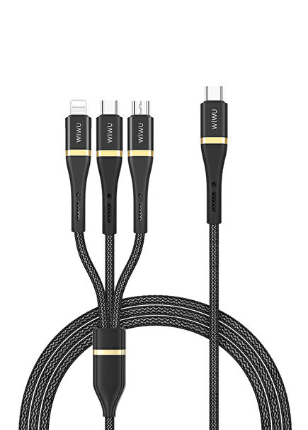 Wi-C024 Elite 3in1 Type-C Lightning Type-C Micro USB 100W Fast Charging Cable