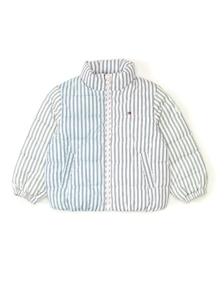 Mix Stripe Pink Girl's Puffer Coat