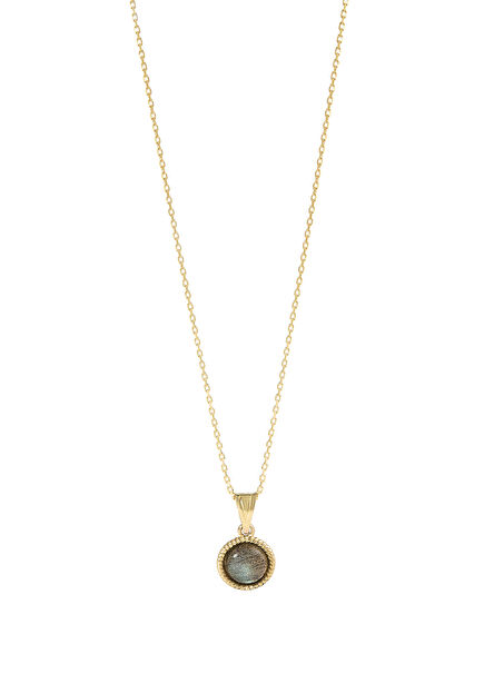 Sweet 14K Gold Labradorite Natural Stone Necklace