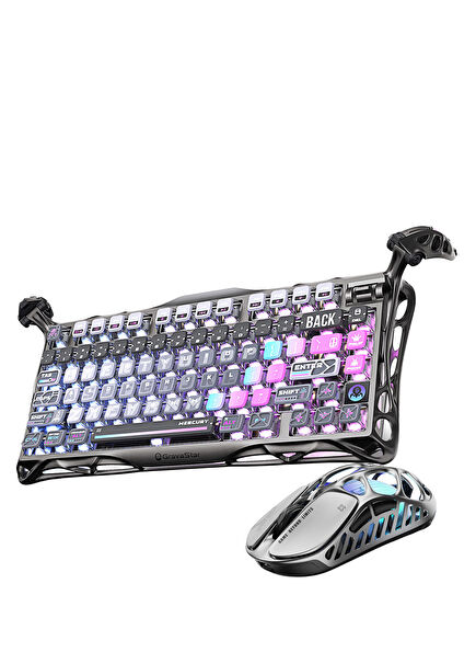 Mercury K1 Pro+X Kablosuz RGB Işıklı Mekanik Q Special Edition Cyberpunk Gaming Klavye ve Optik Mouse Seti