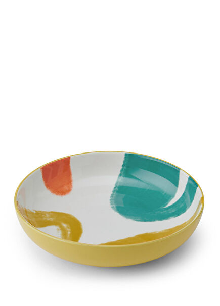 Glazed Colorful Patterned Ceramic Bowl Bowl 21 cm