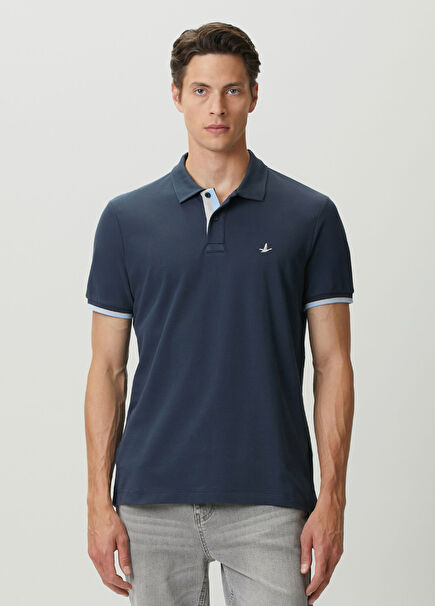 Lacivert Gri Polo Yaka T-shirt