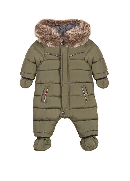 Haki Kapüşonlu Erkek Bebek Astronot Mont