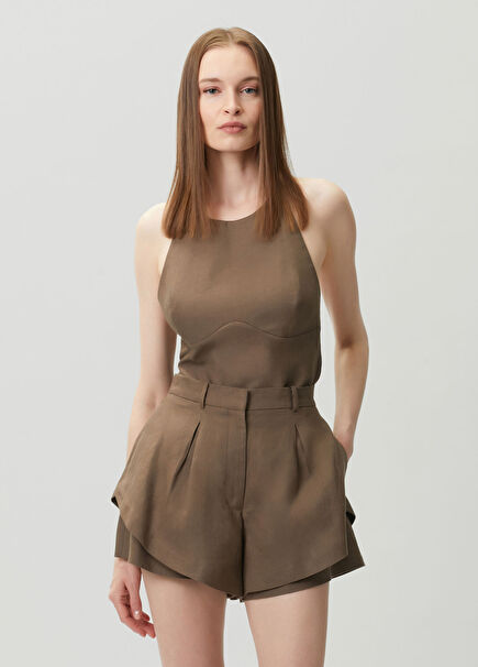 Sabrina Kahverengi Keten Büstiyer