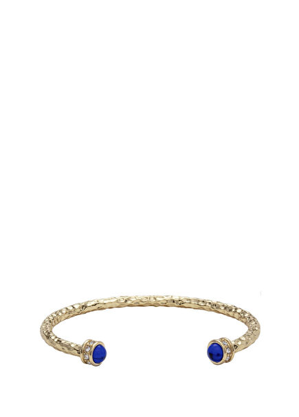 Hammered Torque Deep Cobalt and Gold Bangle Women's Bracelet