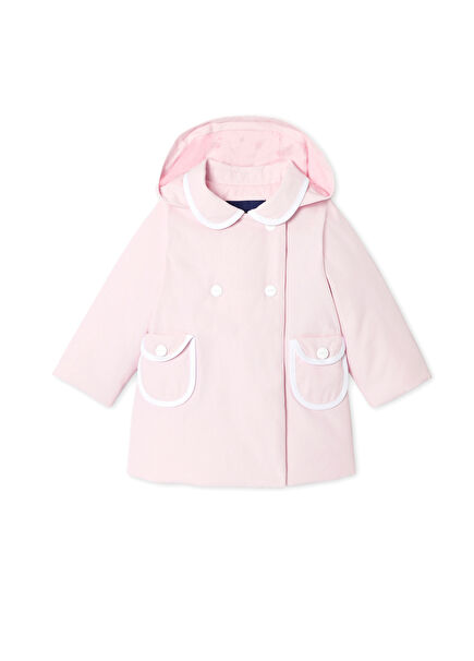 Pink Hooded Canvas Baby Girl Coat