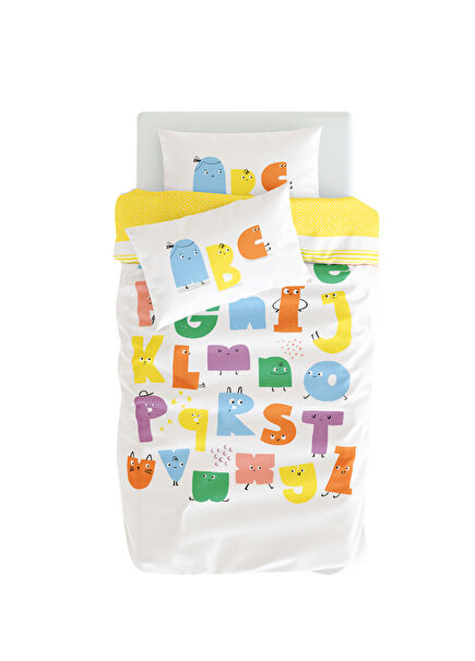 Alphabed Cotton Satin Baby Kids Duvet Cover Set 100 x 150 cm