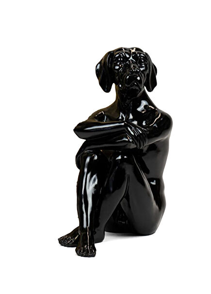Cool City Pup Black Resin Sculpture
