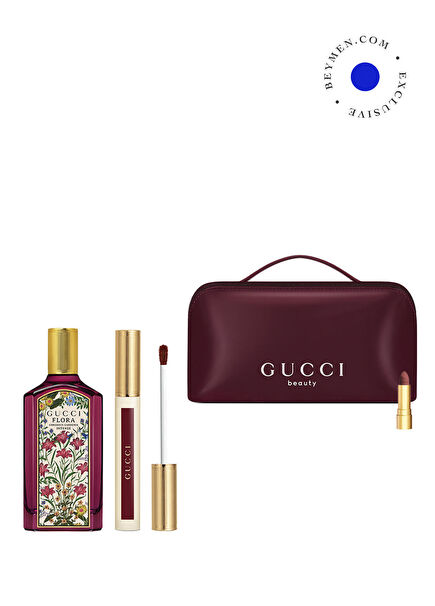 Flora Gardenia Intense 100 ml + Glow Oil-In-Water Tint 129 Paula Maple + Gucci Bag and Mini Lipstick Women's Perfume Set