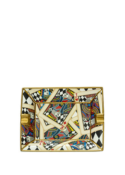 Let's Play Cards 24 Karat Gold Plated Porcelain Ashtray