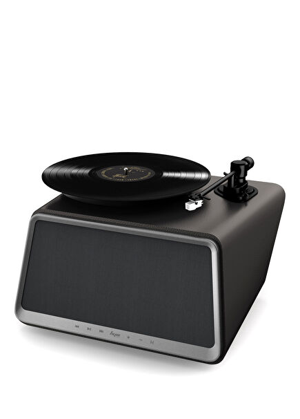 Seed Retro Pikap Plakçalar Dahili Bluetooth Hoparlörlü 80W RMS Aux, RCA Çıkışlı All-in-One Siyah Deri Hi-Fi Ses Sistemi