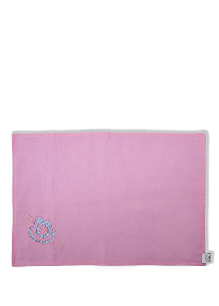 Rose Blue Linen Double Sided American Service