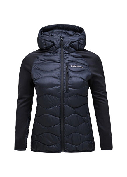 Helium Down Hybrid Siyah Kapüşonlu Kadın Outdoor Mont