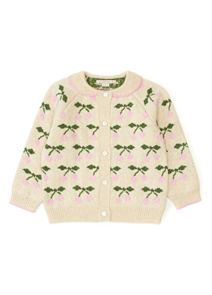 Multicolored Girls Patterned Knitwear Cardigan