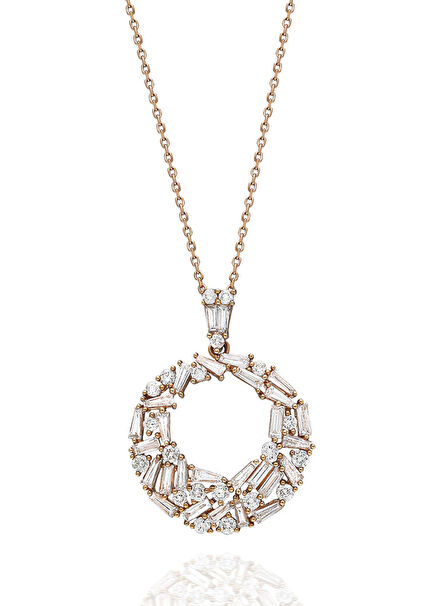 Pırlanta Detaylı 18 Ayar Altın Kadın Kolye