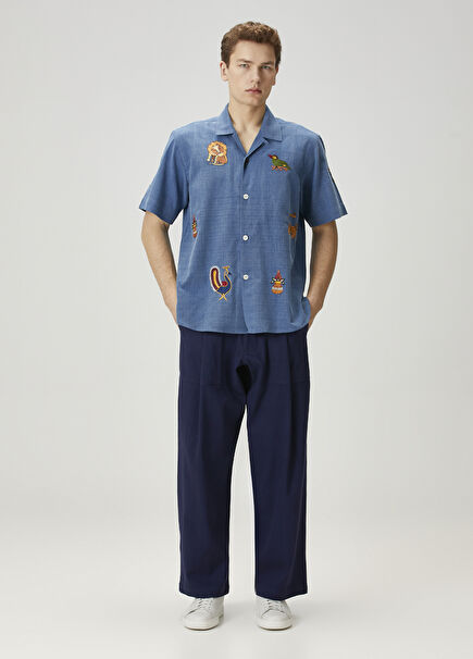 Yuki Navy Blue Pleated Pants
