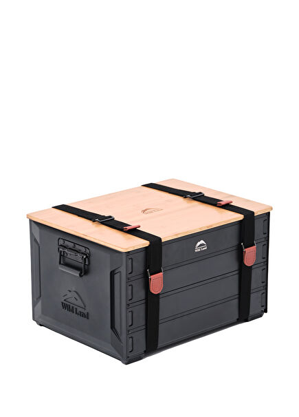 Aluminum Folding Storage Box with Bamboo Lid 46 Lt