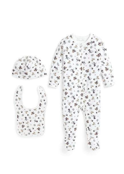 Multicolored Patterned Baby Girl 3 Pieces Set