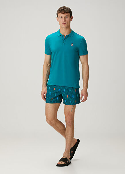 Dark Green Seahorse Patterned Swimsuit