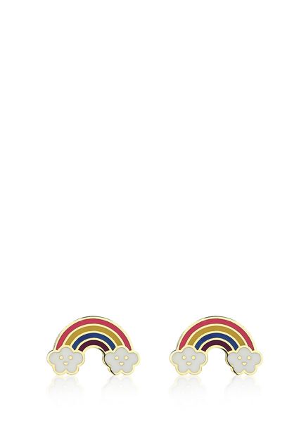 Rainbow 14K Gold Girl Earrings