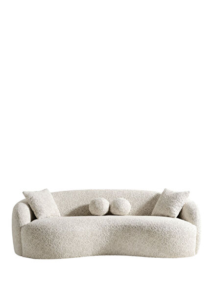 Gorki Plus Bej Teddy Üçlü Kanepe