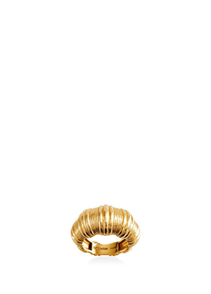 Chubby Vertical Textured Women's Gold Ring