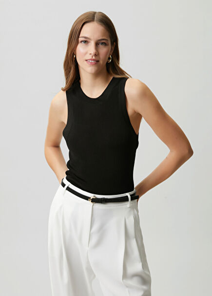 Black flush basic knitwear tank top