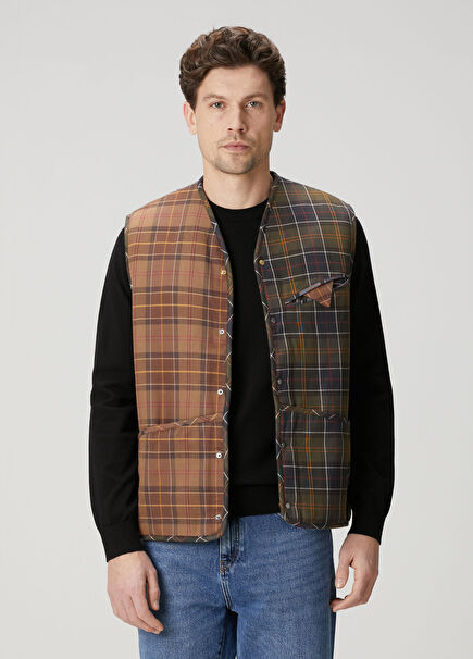 Multicolored Plaid Patterned Vest