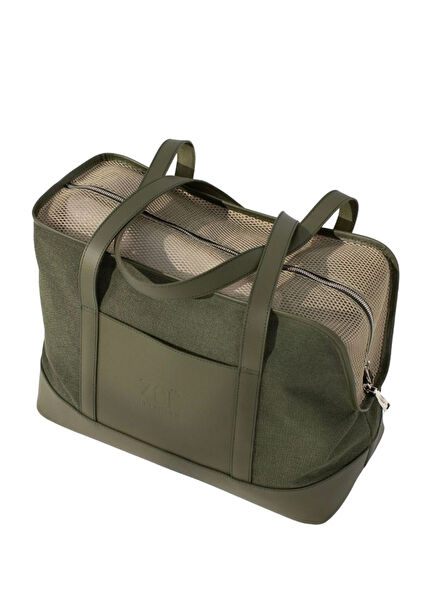 Haki Deri Köpek Taşıma Çantası