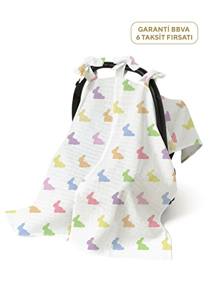 %100 Pamuk Rainbow Lapin Müslin Bebek Puset Örtüsü