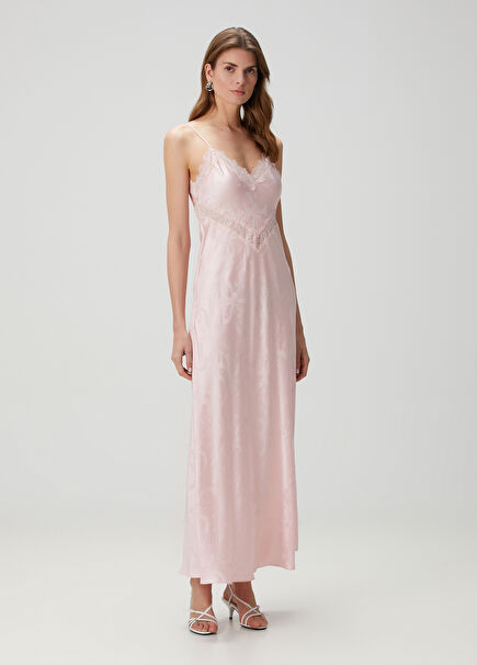 Serita Pink Jacquard Maxi Dress