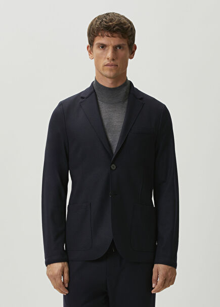 Navy Blue Wool Jacket