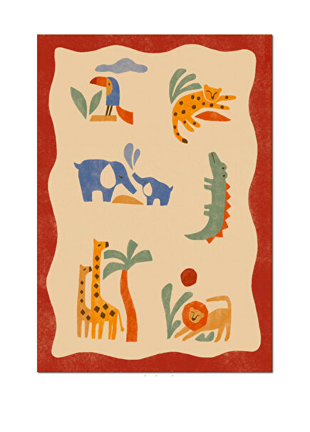 Tails and Trails Safari Beige Tile Hypoallergenic Children's Carpet 120 x 160 cm