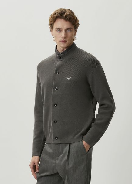 Dark Grey Wool Knit Cardigan