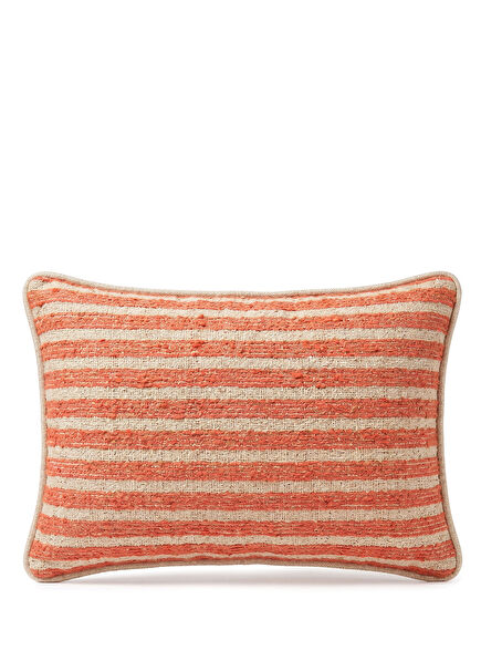 Oriente Terracotta Beige Striped Rectangular Decorative Throw Pillow 40 x 60 cm