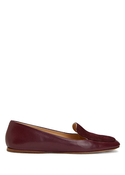 Bordo Kadın Deri Loafer
