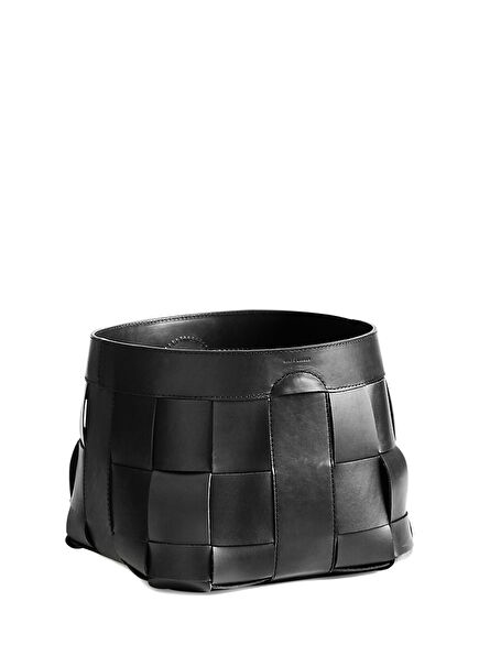 Hailey Small Black Woven Texture Basket