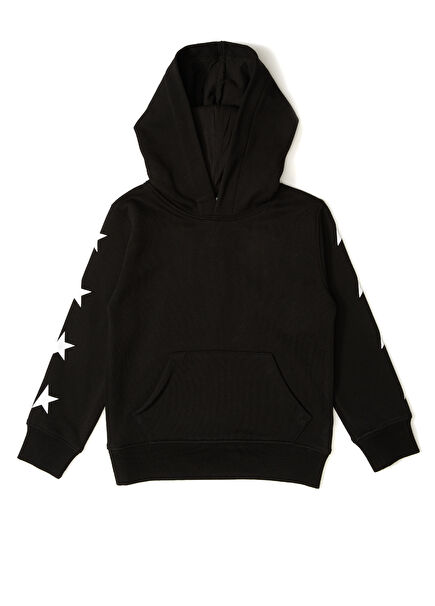 Siyah Kapüşonlu Kız Çocuk Sweatshirt