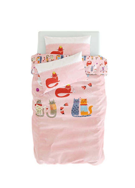 Kitty of Queens Pamuk Saten Kız Çocuk Nevresim Takımı 140 x 200 cm 