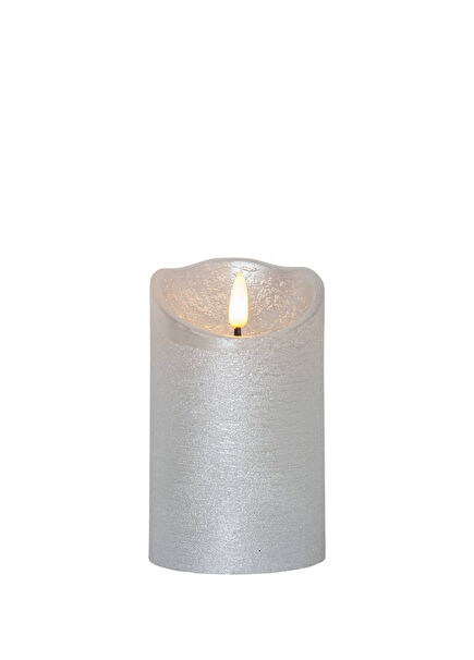 411503 Flamme Rustic Gümüş Led Mum 12,5 cm