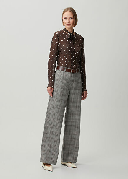 Niki Grey Plaid Wool Trousers