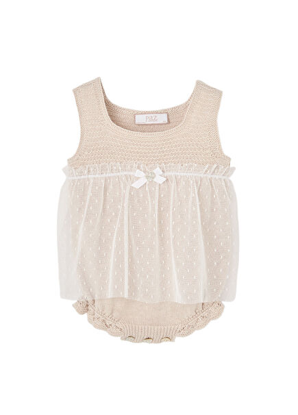 Bej Pamuklu Çıtçıtlı Kız Bebek Body
