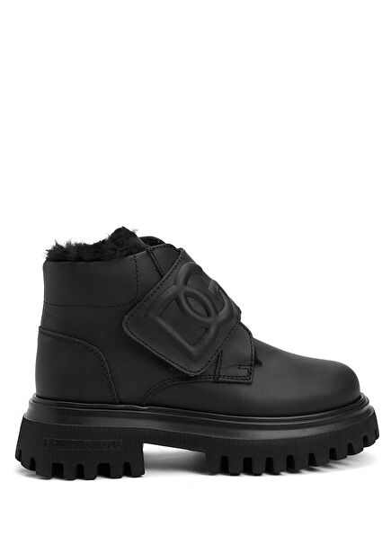 Siyah Erkek Çocuk Deri Bot