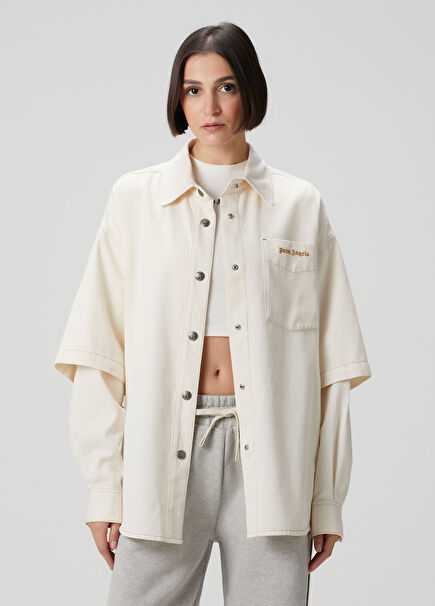 Hybrid Kırık Beyaz Denim Dış Gömlek