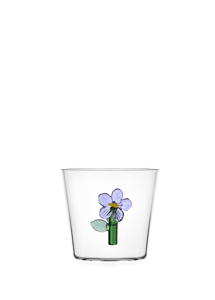 No:2 Glass Water Cup with Flower Figure