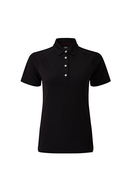 UV Tec Siyah Polo Yaka Kadın T-Shirt