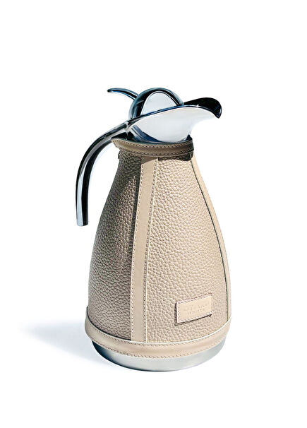 Krem Deri Kaplı Çelik Termos