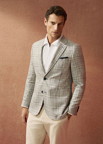 Indigo Plaid Patterned Jacket